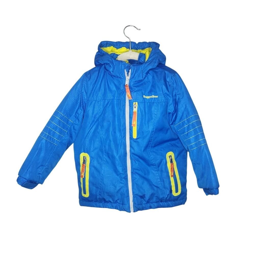 Rugged Bear Kids Coat Puffer Winter Blue Yellow Hooded Snow Ski 5T